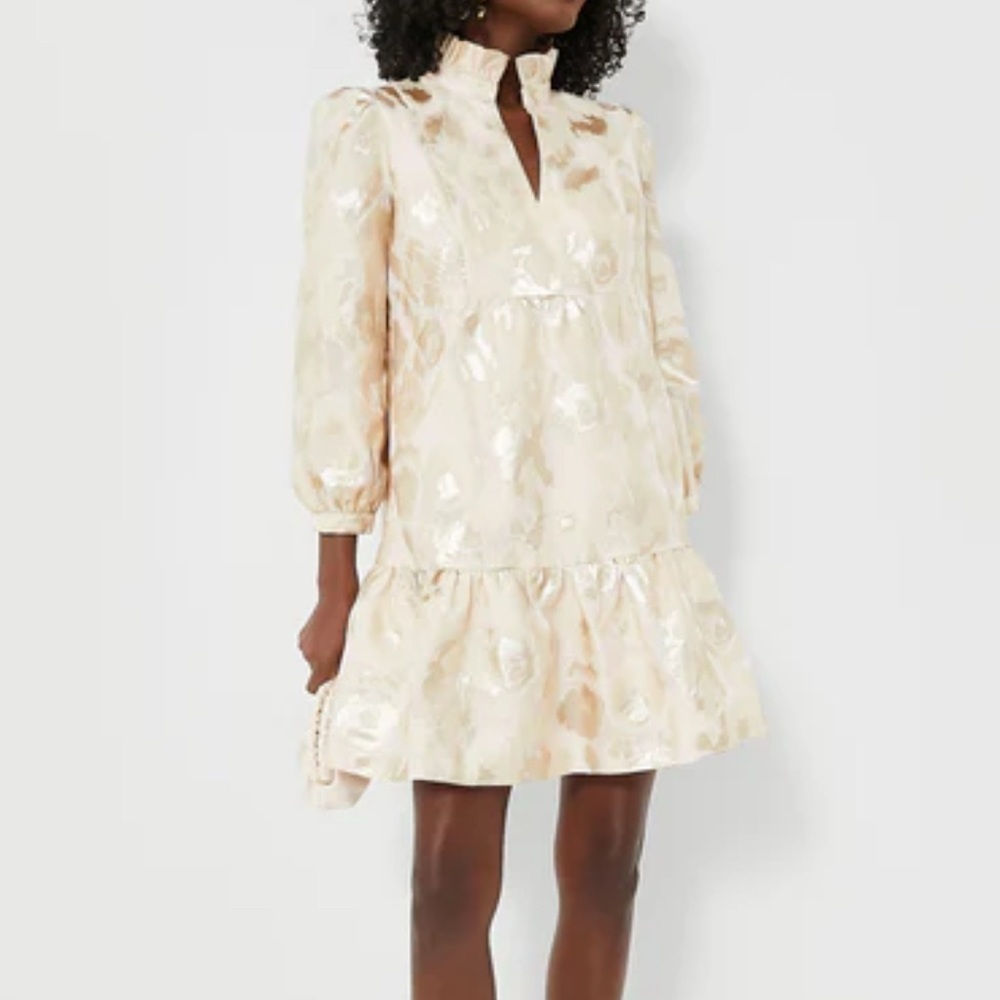 Tuckernuck palmerston mini dress size medium champagne fil coupe cream